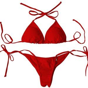 Sexy Red HOT String Bikini Swim Suit Size 4 Small